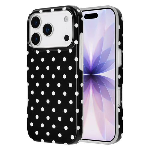 For iPhone  18 Pro / 17  Pro Case Dot Design IMD TPU Phone Back Cover - Black - 1