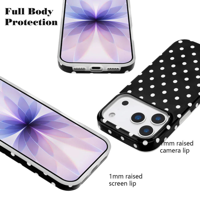 For iPhone  18 Pro / 17  Pro Case Dot Design IMD TPU Phone Back Cover - Black - 5