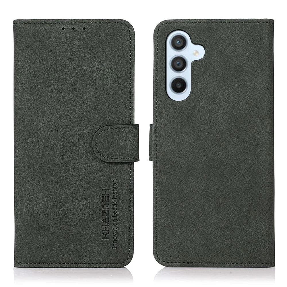 KHAZNEH For Samsung Galaxy A37 5G Case Anti Scratch PU Leather Wallet Stand Phone Cover - Green - 1