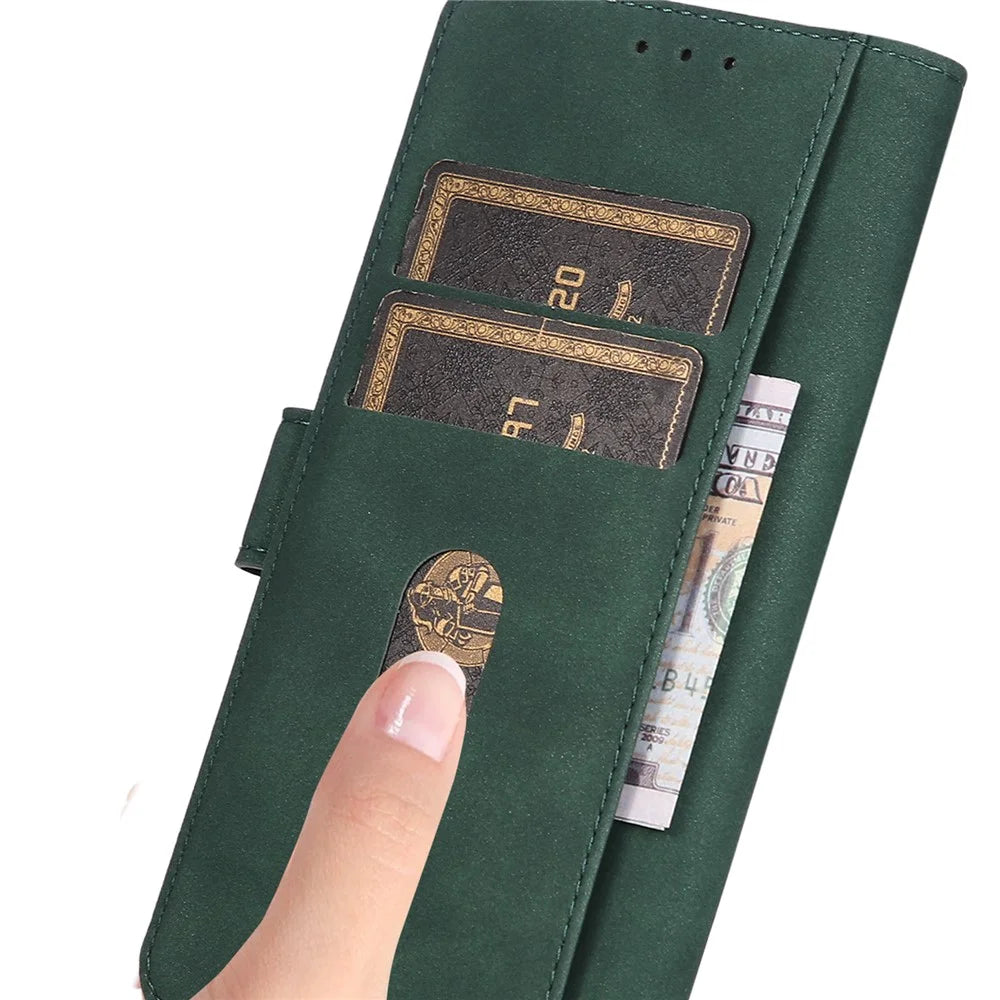 KHAZNEH For Samsung Galaxy A37 5G Case Anti Scratch PU Leather Wallet Stand Phone Cover - Green - 4