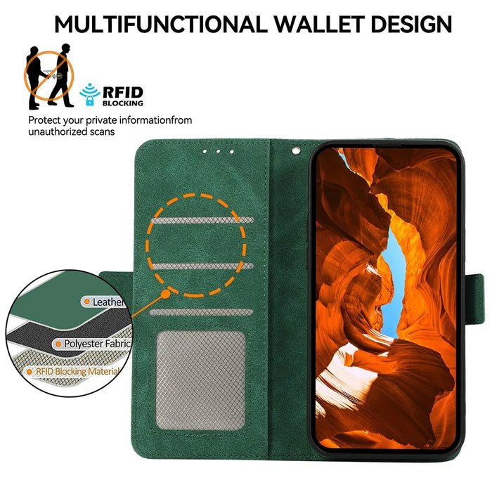 ABEEL For Samsung Galaxy A37 5G Case PU Leather Folio Stand View RFID Blocking Phone Cover - Green - 4