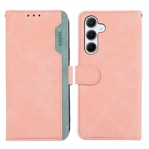 ABEEL For Samsung Galaxy A37 5G Case Color Splicing Leather Flip Phone Cover RFID Blocking - Pink - 1