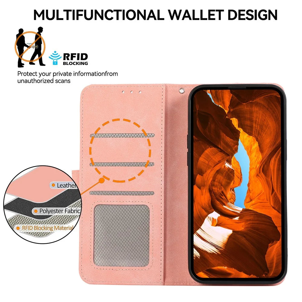 ABEEL For Samsung Galaxy A37 5G Case Color Splicing Leather Flip Phone Cover RFID Blocking - Pink - 4
