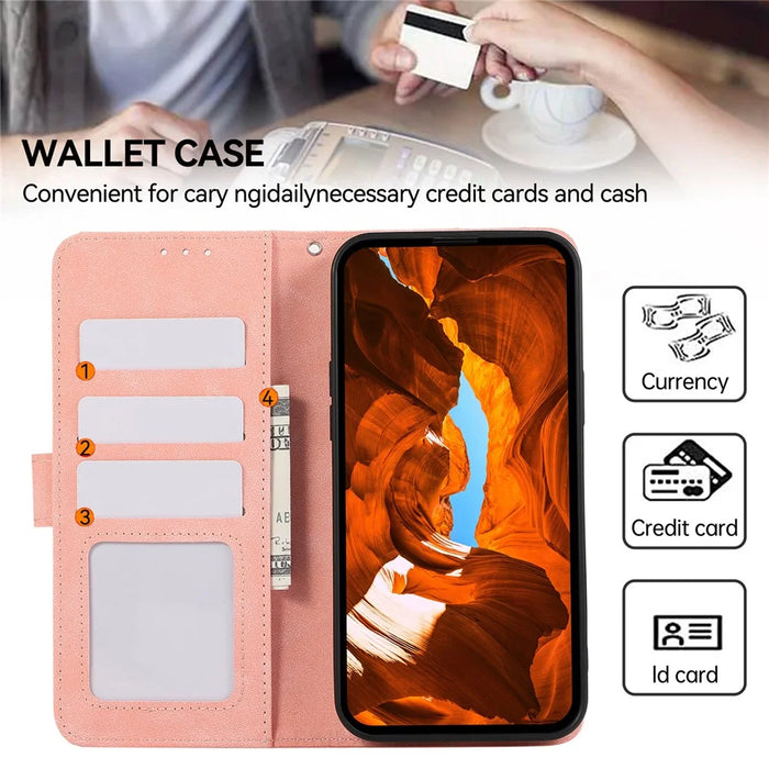 ABEEL For Samsung Galaxy A37 5G Case Color Splicing Leather Flip Phone Cover RFID Blocking - Pink - 5
