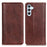 For Samsung Galaxy A37 5G Stand Case Split Leather Litchi Texture Wallet Phone Cover - Brown - 1