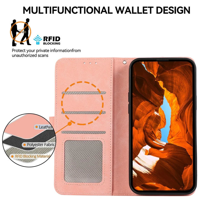 ABEEL For Samsung Galaxy A57 5G Case Color Splicing Leather Flip Phone Cover RFID Blocking - Pink - 4