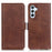 For Samsung Galaxy A37 5G Case Stand Cowhide Texture PU Leather Phone Cover - Brown - 1