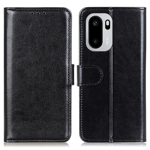 Phone Case For OnePlus 15R 5G  /  Ace 6 5G  /  Ace 6T 5G Crazy Horse Texture PU Leather Stand Cover - Black - 1