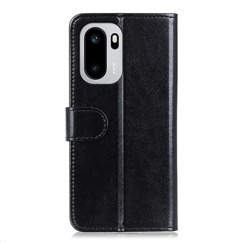 Phone Case For OnePlus 15R 5G  /  Ace 6 5G  /  Ace 6T 5G Crazy Horse Texture PU Leather Stand Cover - Black - 6