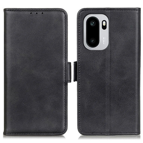 Phone Case For OnePlus 15R 5G  /  Ace 6 5G  /  Ace 6T 5G Stand Cowhide Texture PU Leather Cover - Black - 1
