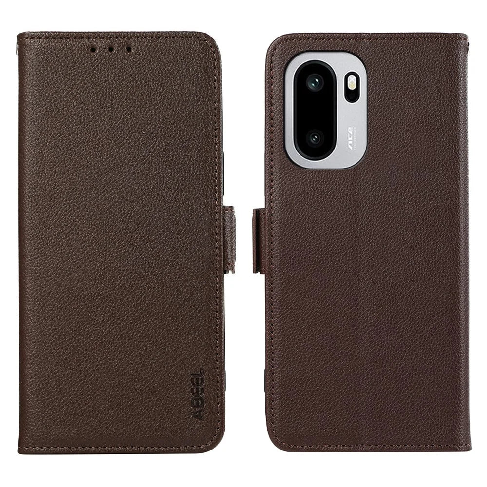 ABEEL For OnePlus 15R 5G / Ace 6T 5G / Ace 6 5G Case Litchi Texture Leather RFID Blocking Phone Cover - Brown - 1