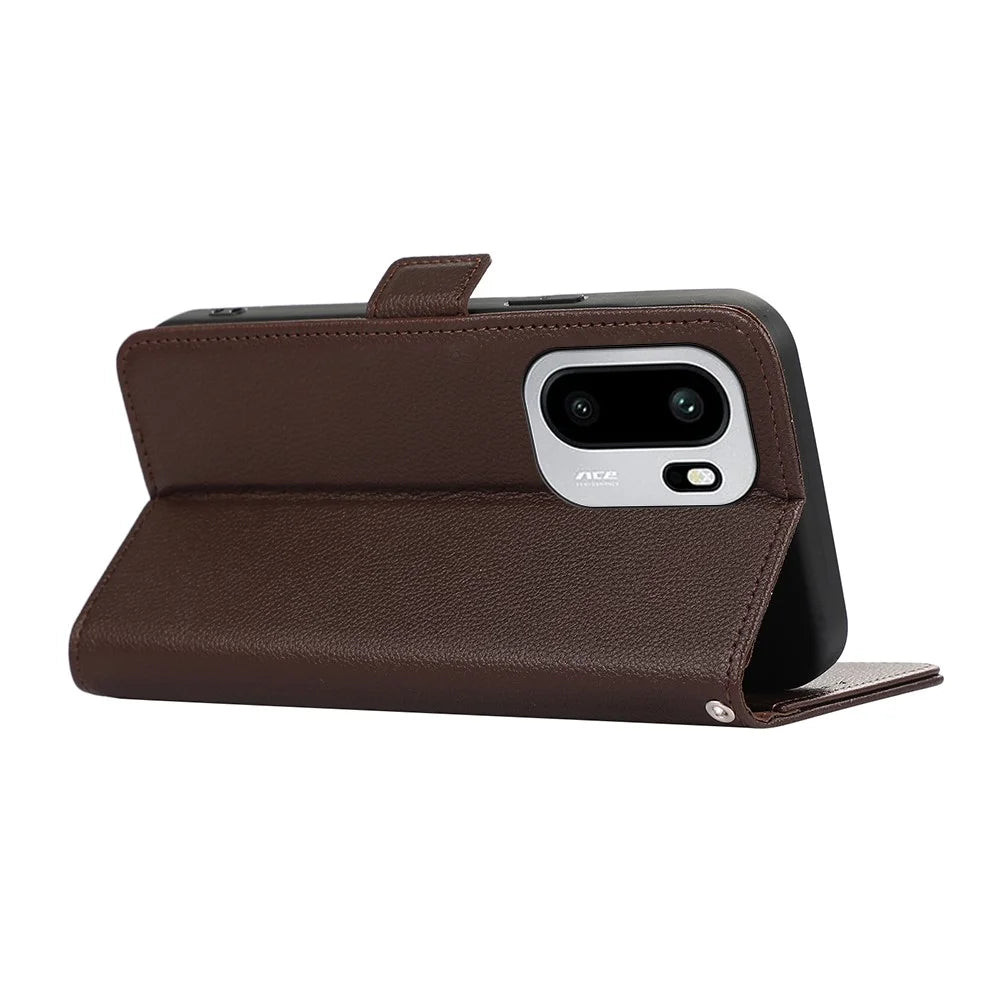 ABEEL For OnePlus 15R 5G / Ace 6T 5G / Ace 6 5G Case Litchi Texture Leather RFID Blocking Phone Cover - Brown - 3