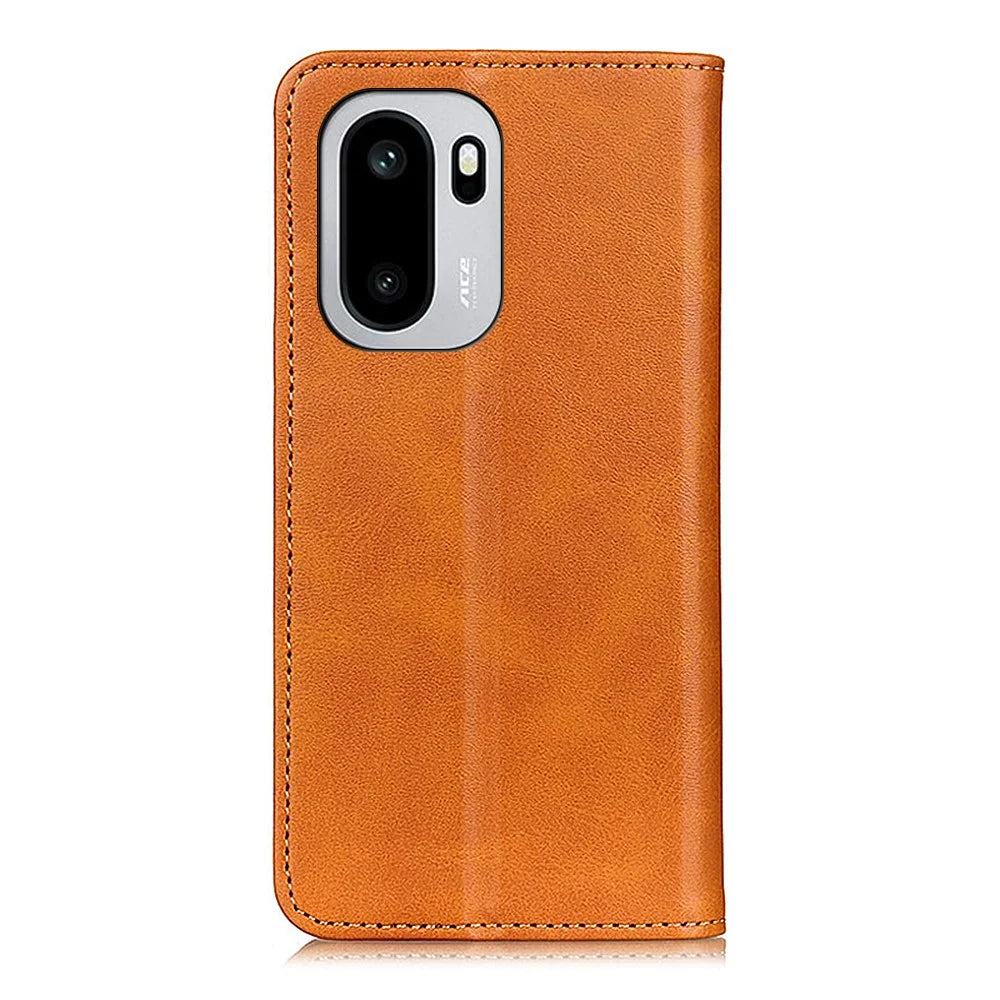For OnePlus 15R 5G / Ace 6T 5G / Ace 6 5G Case Cowhide Texture Split Leather Flip Wallet Phone Cover - Brown - 7