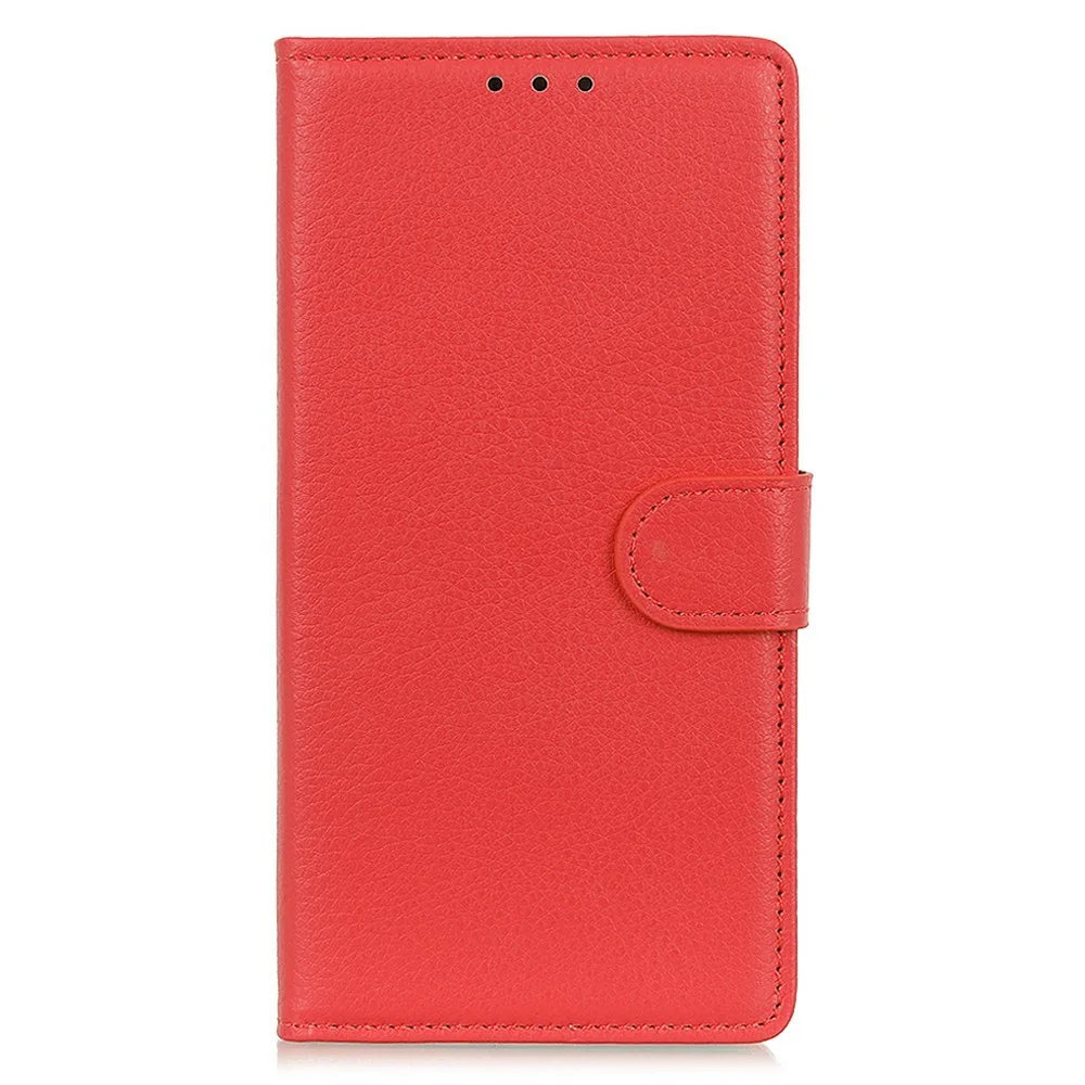 For OnePlus 15R 5G / Ace 6T 5G / Ace 6 5G Wallet Case PU Leather Phone Cover Litchi Texture - Red - 6