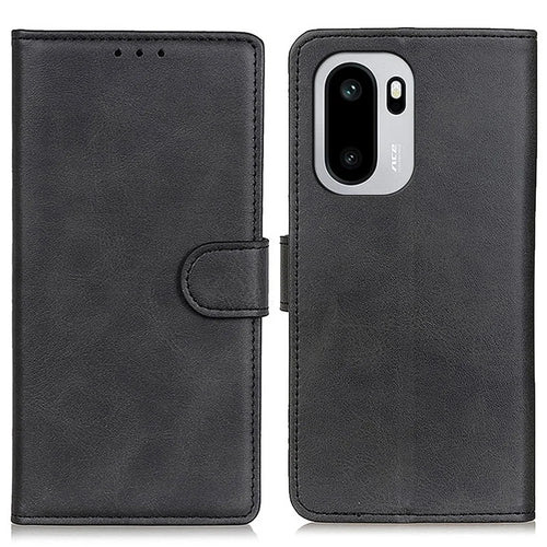 For OnePlus 15R 5G / Ace 6T 5G / Ace 6 5G Case Cowhide Texture Leather Wallet Stand Phone Cover - Black - 1