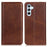 For Samsung Galaxy A37 5G Case Cowhide Texture Split Leather Flip Wallet Phone Cover - Coffee - 1