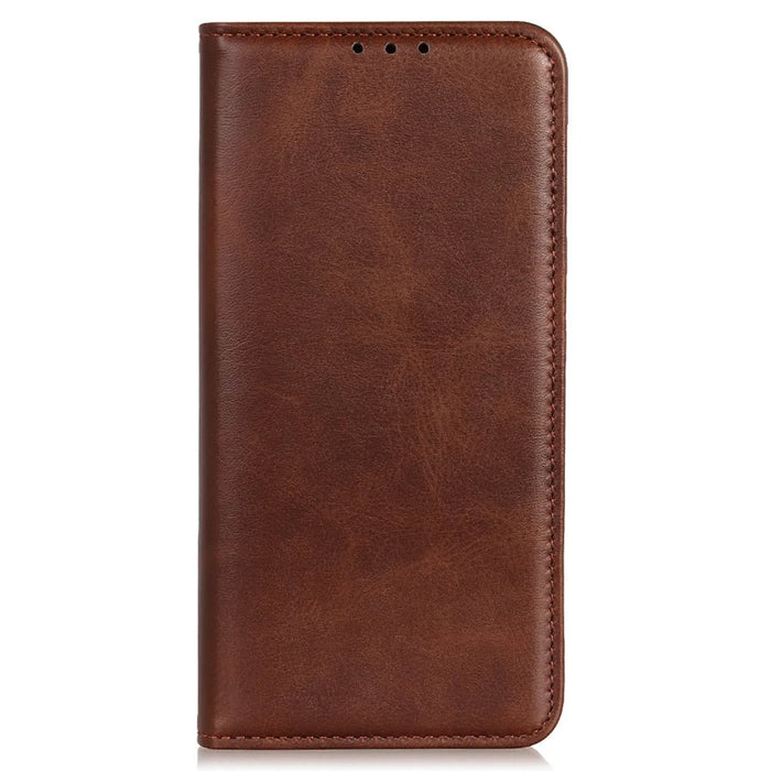 For Samsung Galaxy A37 5G Case Cowhide Texture Split Leather Flip Wallet Phone Cover - Coffee - 6
