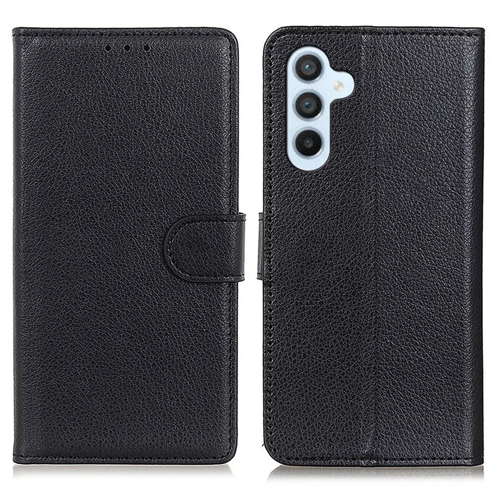 For Samsung Galaxy A37 5G Wallet Case PU Leather Phone Cover Litchi Texture - Black - 1