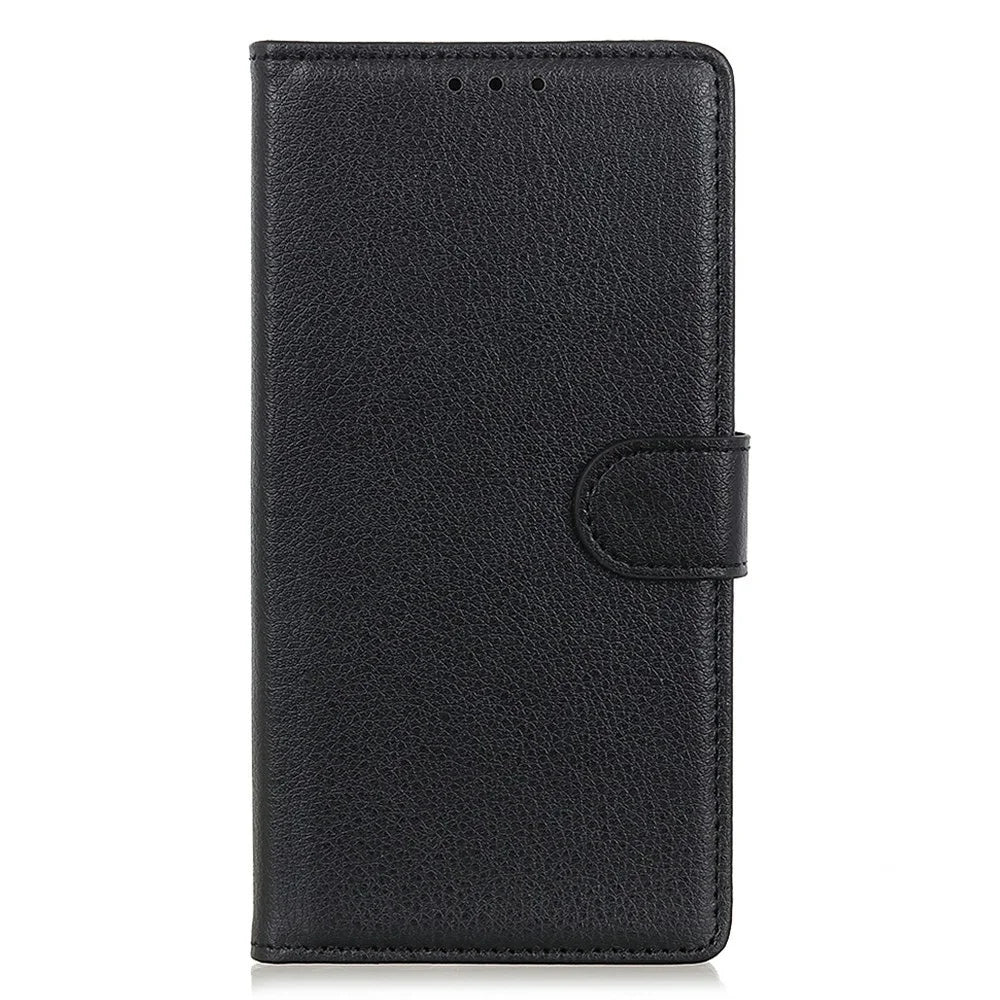For Samsung Galaxy A37 5G Wallet Case PU Leather Phone Cover Litchi Texture - Black - 6