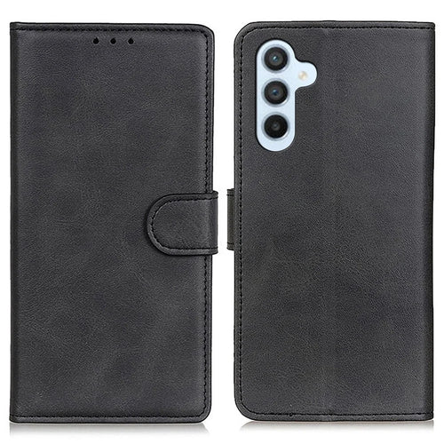For Samsung Galaxy A37 5G Case Cowhide Texture Leather Wallet Stand Phone Cover - Black - 1