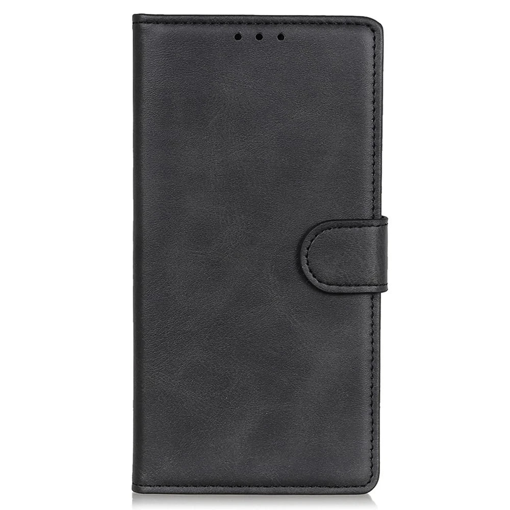 For Samsung Galaxy A37 5G Case Cowhide Texture Leather Wallet Stand Phone Cover - Black - 6
