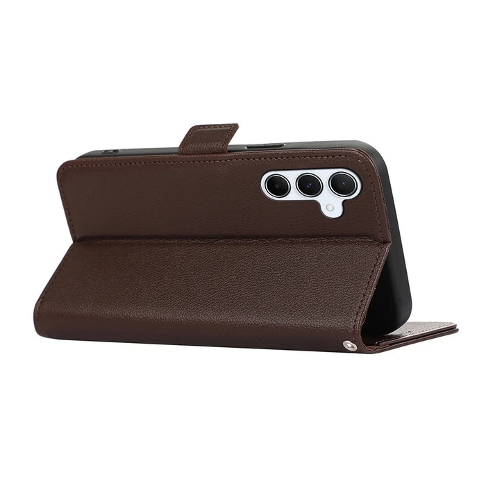 ABEEL For Samsung Galaxy A57 5G Case Litchi Texture Leather RFID Blocking Phone Cover - Brown - 3