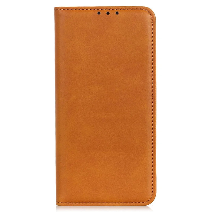 For Samsung Galaxy A57 5G Case Cowhide Texture Split Leather Flip Wallet Phone Cover - Brown - 6