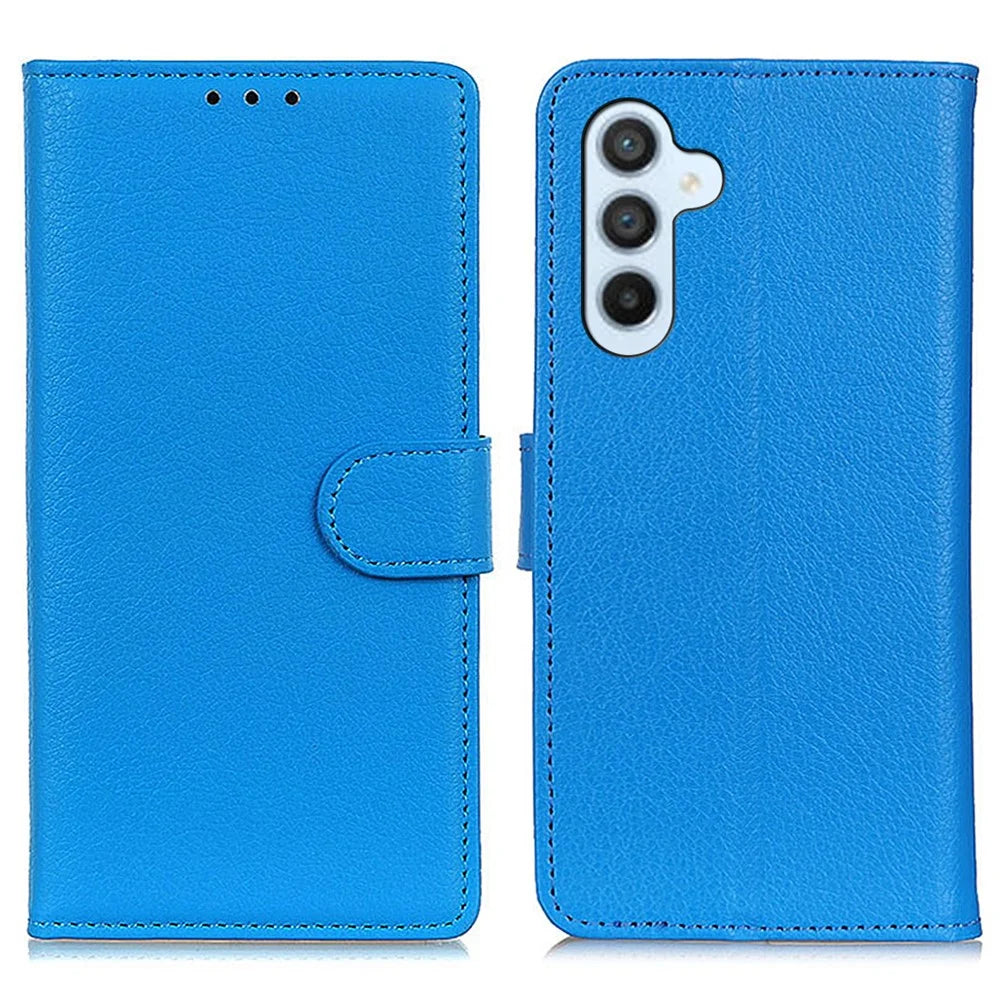For Samsung Galaxy A57 5G Wallet Case PU Leather Phone Cover Litchi Texture - Blue - 1