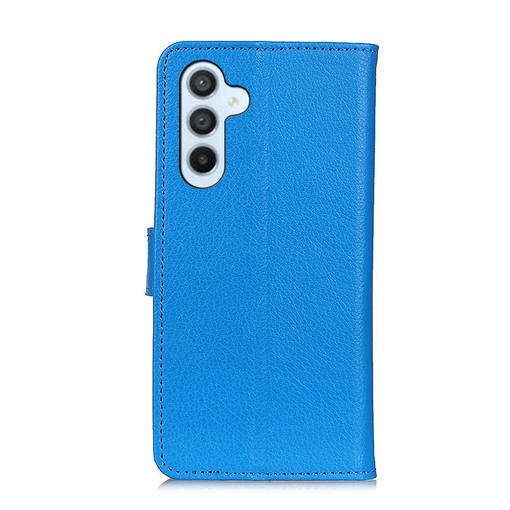 For Samsung Galaxy A57 5G Wallet Case PU Leather Phone Cover Litchi Texture - Blue - 6