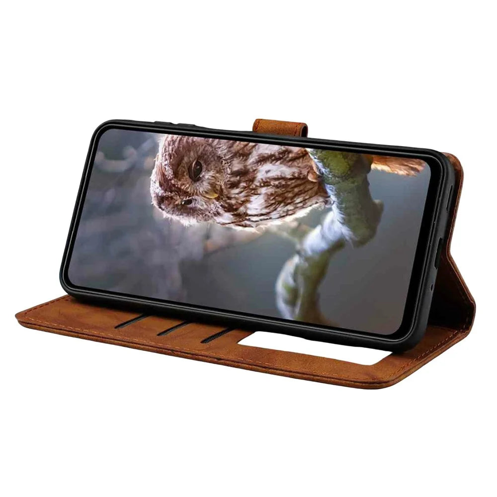 For Samsung Galaxy S26 Leather Case Butterfly Flower Imprinted Wallet Stand Flip Phone Cover with Wrist Strap - Brown - 3