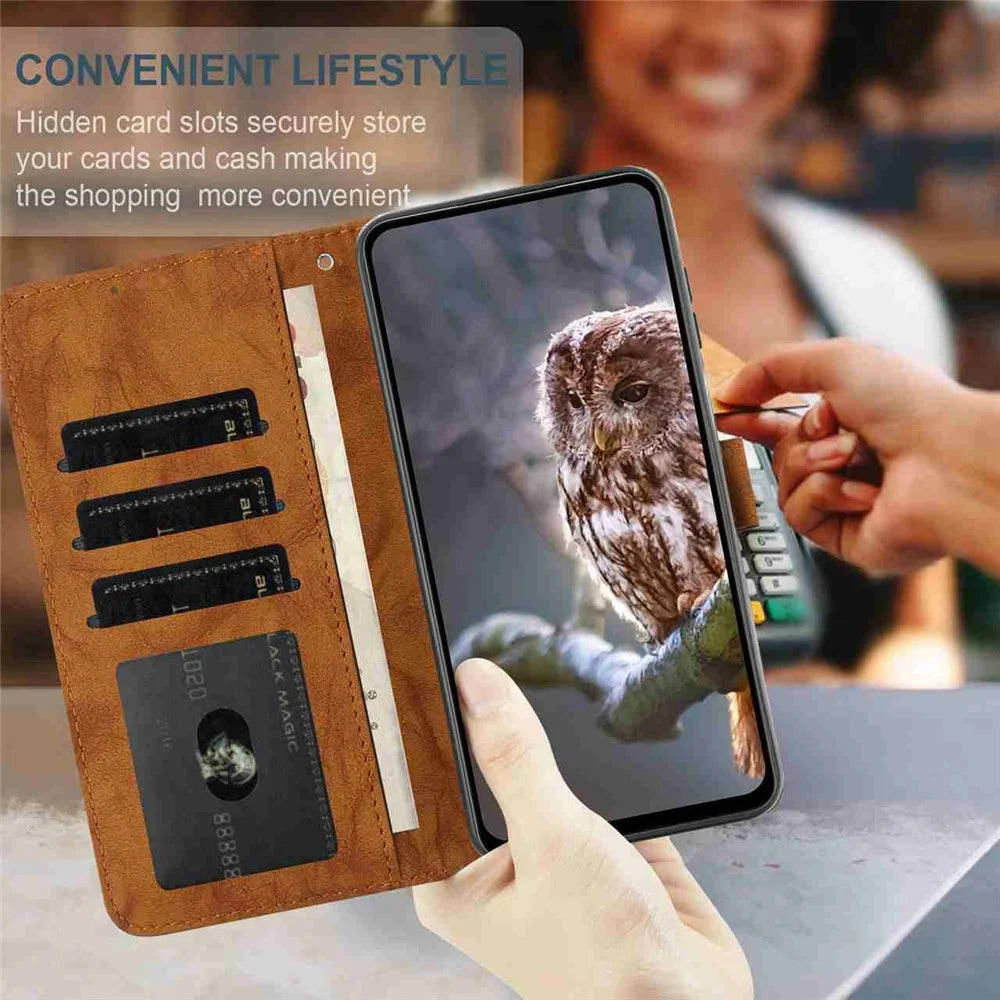 For Samsung Galaxy S26 Leather Case Butterfly Flower Imprinted Wallet Stand Flip Phone Cover with Wrist Strap - Brown - 4