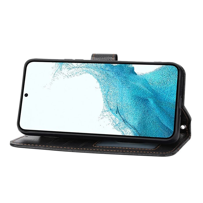For Samsung Galaxy S26+ Case Zipper Pocket Leather Phone Cover with Crossbody Shoulder Strap - Black - 3