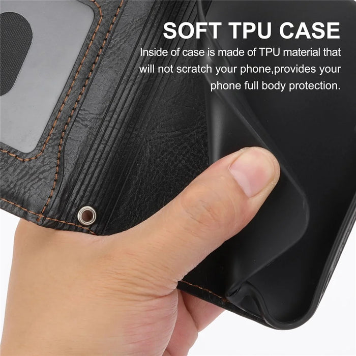 For Samsung Galaxy S26+ Case Zipper Pocket Leather Phone Cover with Crossbody Shoulder Strap - Black - 7