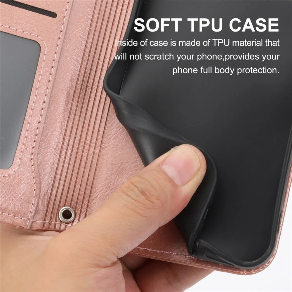For Samsung Galaxy S26 Case Zipper Pocket Leather Phone Cover with Crossbody Shoulder Strap - Rose Gold - 7