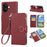 For vivo V60 Lite 5G Case Zipper Wallet Leather Phone Cover with Wrist Strap - Wine Red - 1