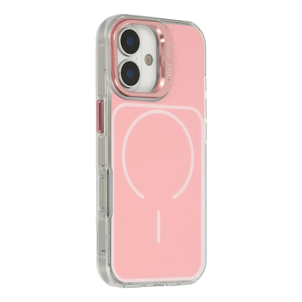 For iPhone 17 Case Compatible with MagSafe Lens Kickstand TPU Acrylic Phone Cover with Matching Hand Strap - Pink - 3