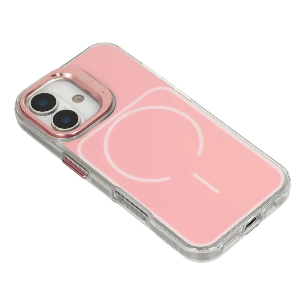 For iPhone 17 Case Compatible with MagSafe Lens Kickstand TPU Acrylic Phone Cover with Matching Hand Strap - Pink - 5