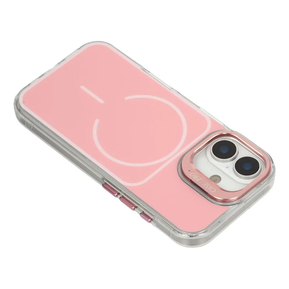 For iPhone 17 Case Compatible with MagSafe Lens Kickstand TPU Acrylic Phone Cover with Matching Hand Strap - Pink - 6