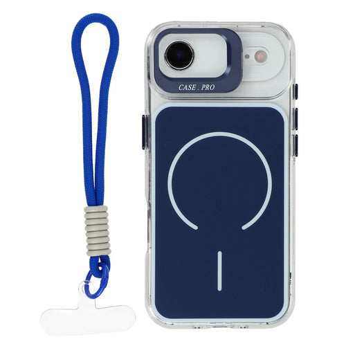 For iPhone Air Case Compatible with MagSafe Lens Kickstand TPU Acrylic Phone Cover with Matching Hand Strap - Blue - 1
