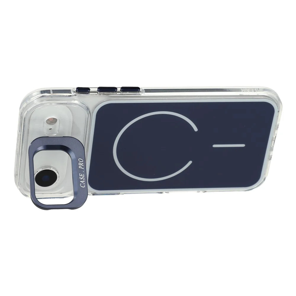 For iPhone Air Case Compatible with MagSafe Lens Kickstand TPU Acrylic Phone Cover with Matching Hand Strap - Blue - 4