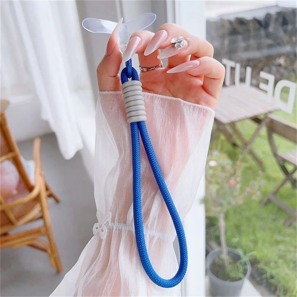 For iPhone Air Case Compatible with MagSafe Lens Kickstand TPU Acrylic Phone Cover with Matching Hand Strap - Blue - 7