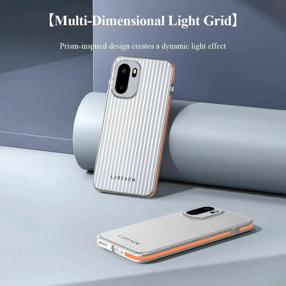 LEREACH TOC Series for OnePlus 15R 5G / Ace 6T 5G / Ace 6 5G Case Flowing Grid PC Phone Cover - Black - 7