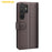 AMORUS For Samsung Galaxy S24 Ultra Stand Cases Calf Texture Genuine Split Leather Wallet Phone Cover - Brown - 7