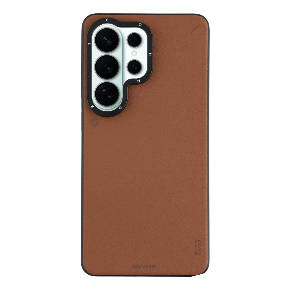 YOUNGKIT For Samsung Galaxy S26 Ultra Magnetic Case PU Leather + PC Phone Cover - Bronze - 1
