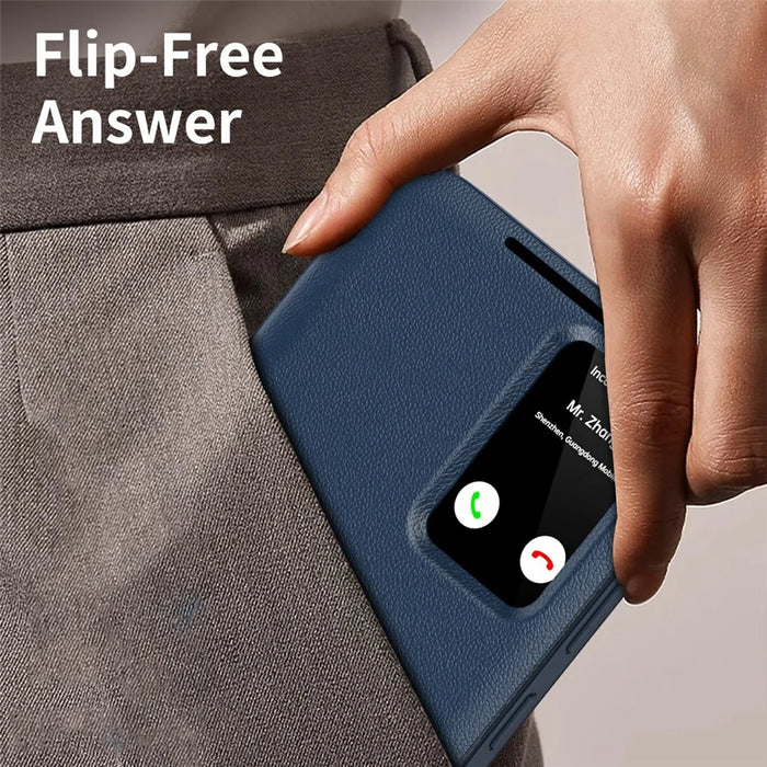 For Samsung Galaxy S26 Ultra Case with Card Holder Smart View Window Leather Phone Cover - Sapphire - 5