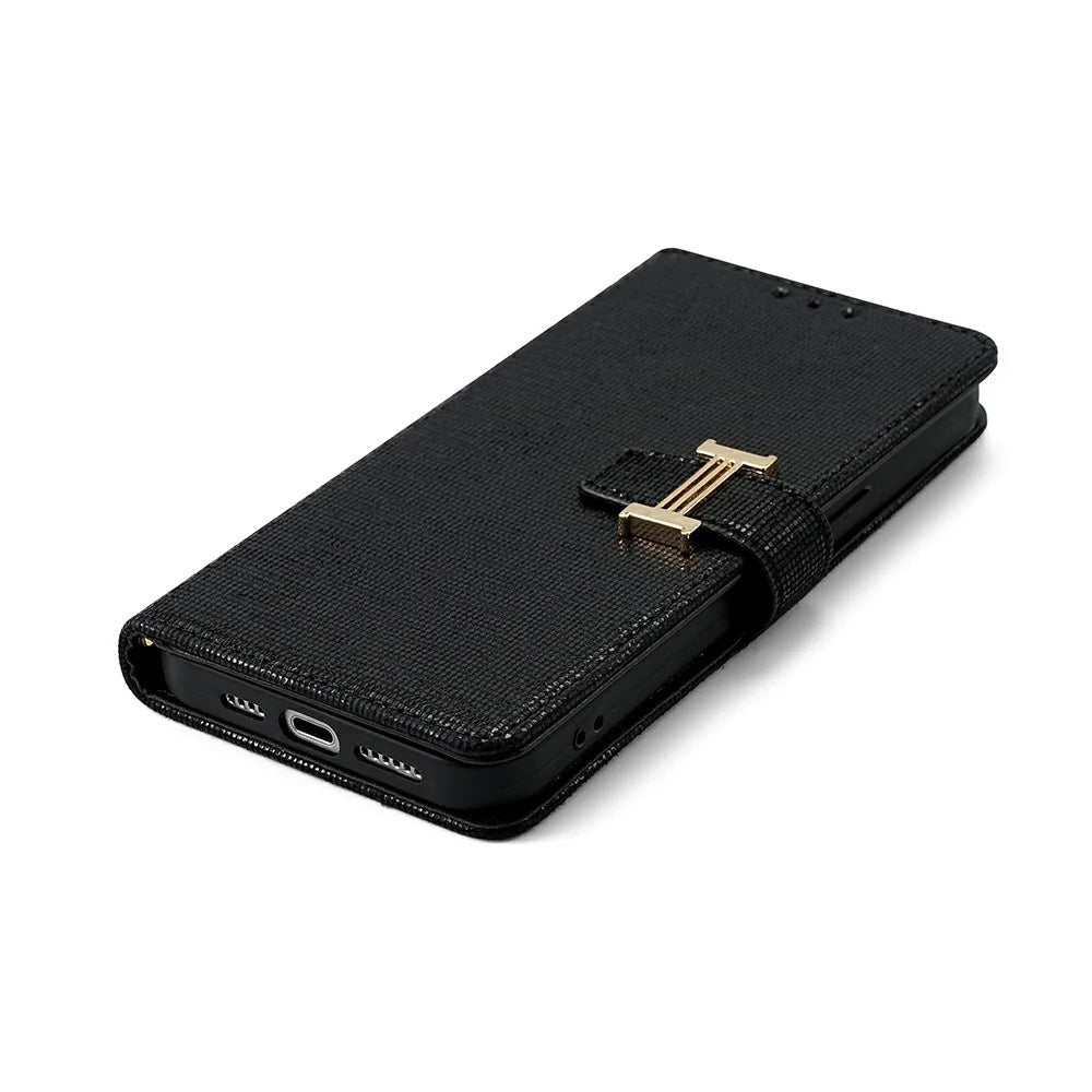 For OnePlus 15 5G Case Metal I-Buckle PU Leather Wallet Phone Cover - Black - 5