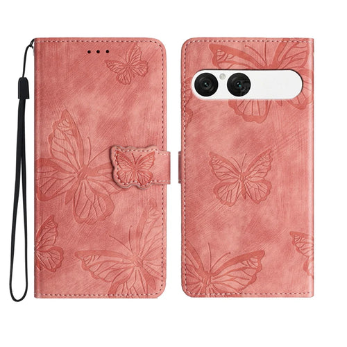 For Sony Xperia 10 VII Case Butterfly Design Flip Wallet Leather Phone Cover Skin-Touch - Pink - 1