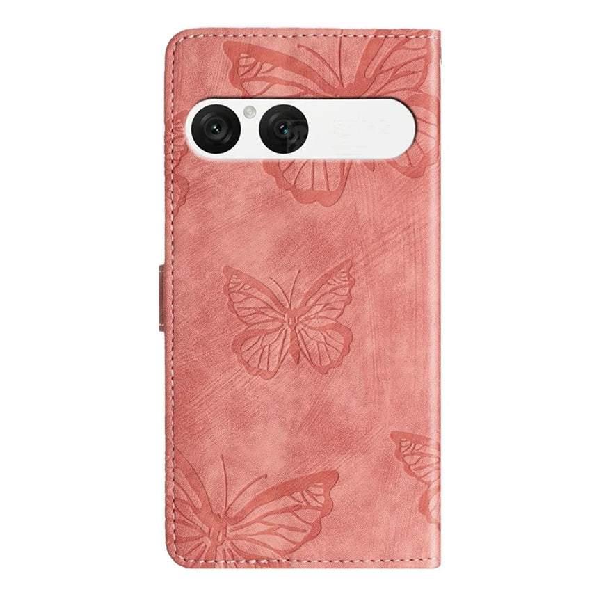 For Sony Xperia 10 VII Case Butterfly Design Flip Wallet Leather Phone Cover Skin-Touch - Pink - 2