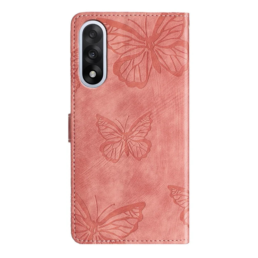 For OnePlus Nord 5 5G Case Butterfly Design Flip Wallet Leather Phone Cover Skin-Touch - Pink - 2