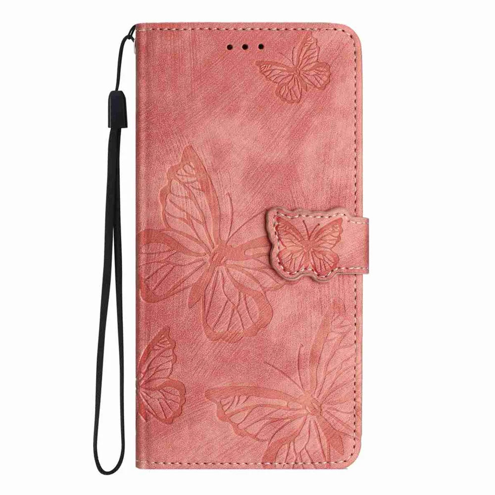 For OnePlus Nord 5 5G Case Butterfly Design Flip Wallet Leather Phone Cover Skin-Touch - Pink - 3